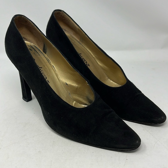 VINTAGE YVES SAINT LAURENT YSL Classic Black Suede heels Made in Italy size 9 - Picture 11 of 14